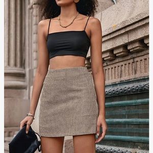 Plaid khaki/tan mini skirt